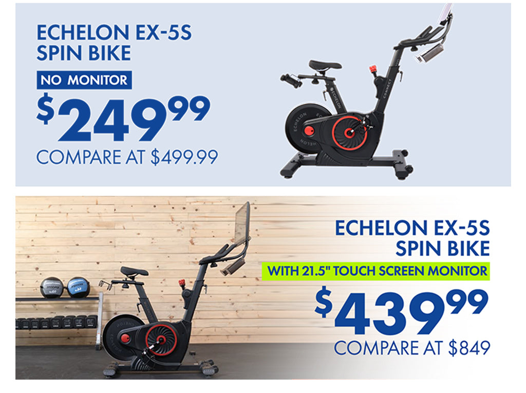 ECHELON EX-5S SPIN BIKE NO MONITOR €249.99, EX-5S SPIN BIKE  WITH 21.5" TOUCH SCREEN MONITOR 