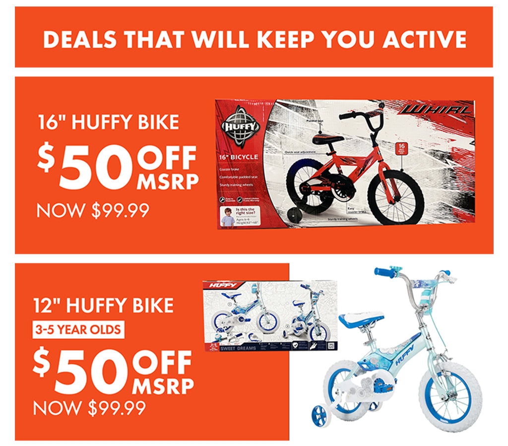 16' OR 12' HUFFY BIKE €50 OFF MSRP NOW €99.99!